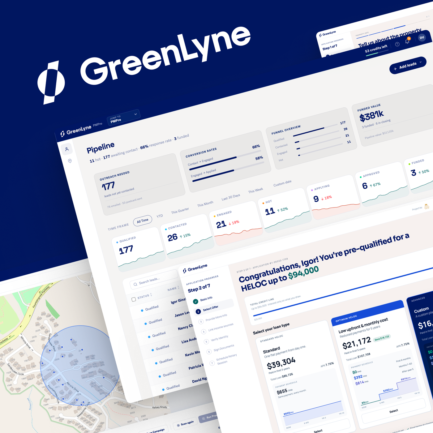GreenLyne — B2B SaaS lead pipeline and HELOC application product design