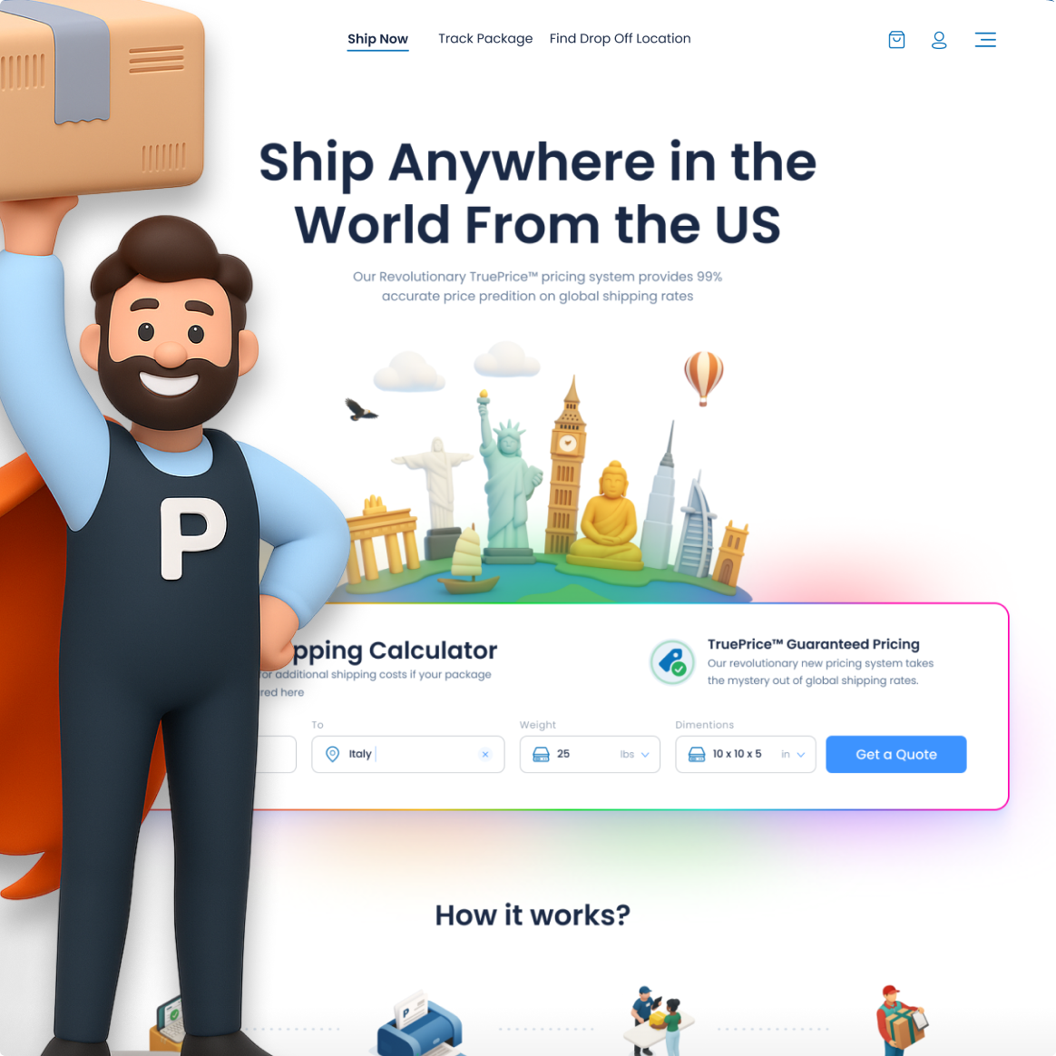 MyUS — international shipping and shipping calculator web product design