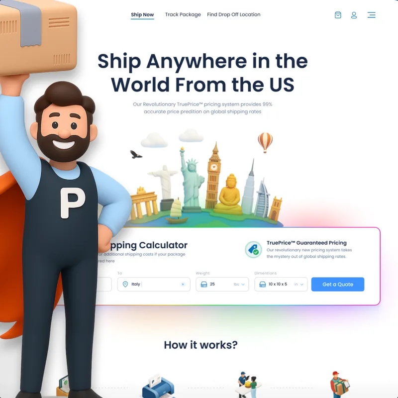 MyUS: international shipping and shipping calculator web product design