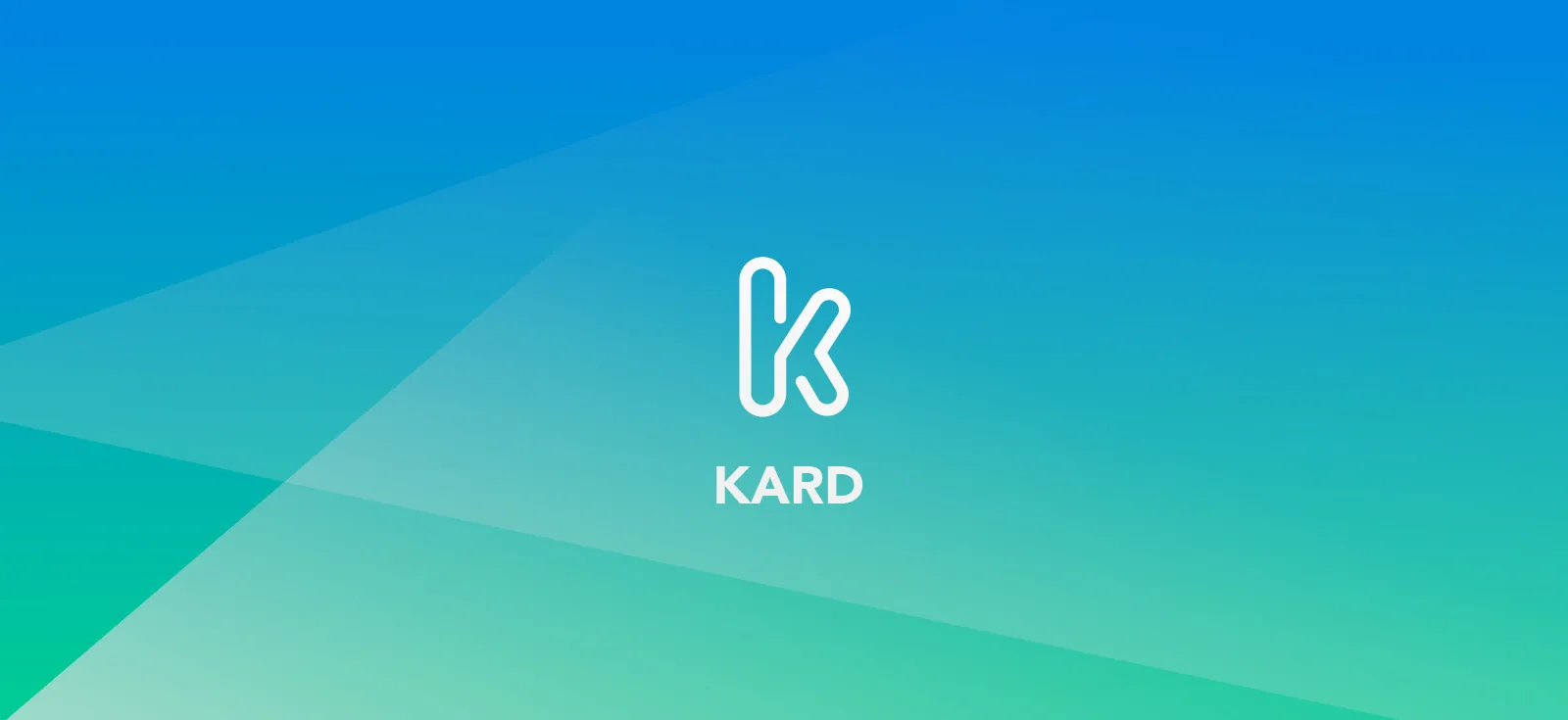 Kard logo on a blue to green gradient background