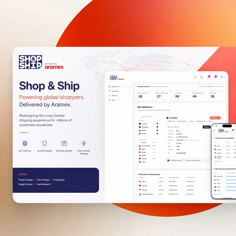 Shop & Ship by Aramex: cross-border shipping platform product design